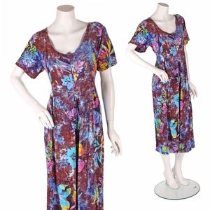 1980s 1990s Batik Tie Dye Romper Jumpsuit